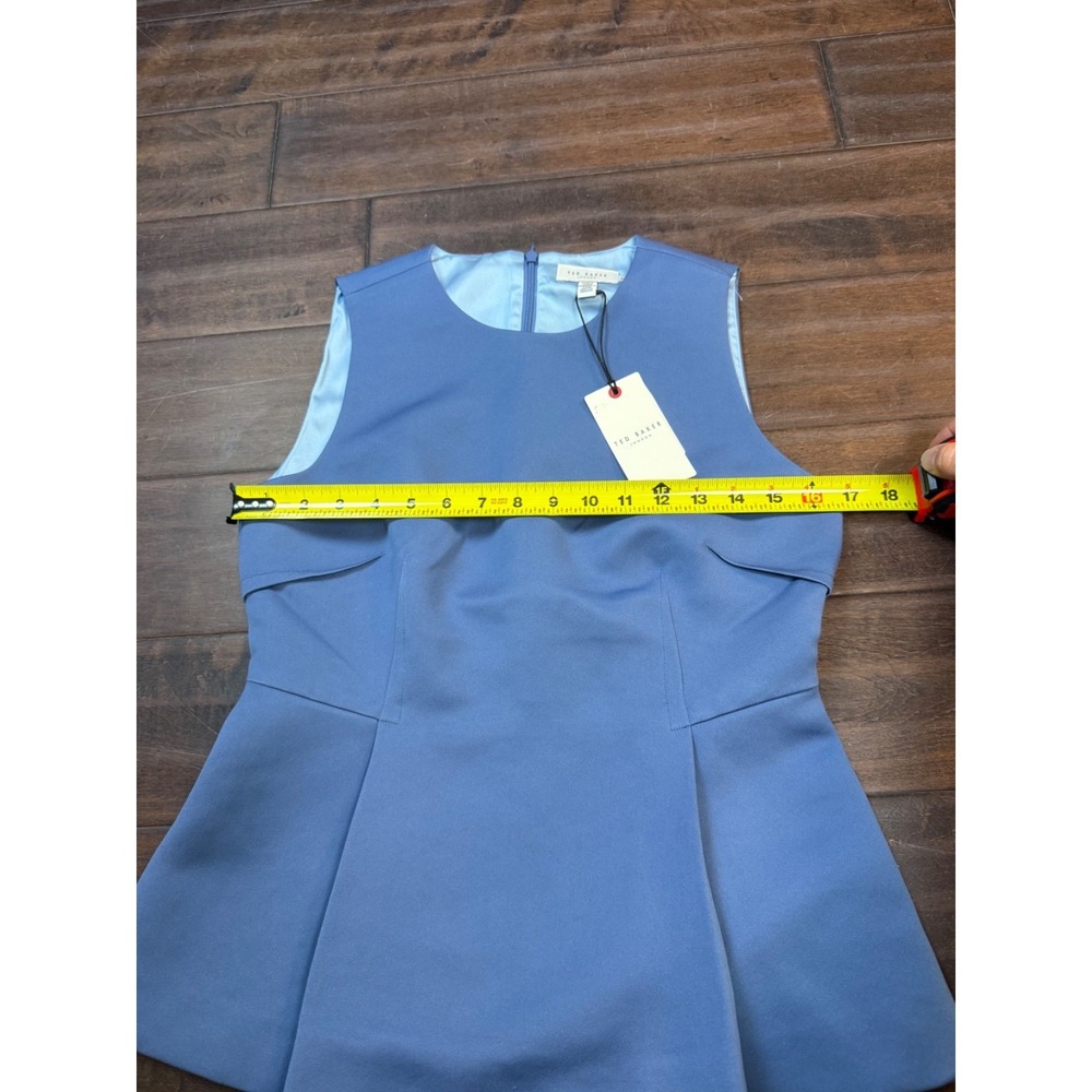 NWT Ted Baker Peplum Top Sleeveless Blouse Work | Light Blue | Size US 6 Ted 2 - Picture 8 of 9
